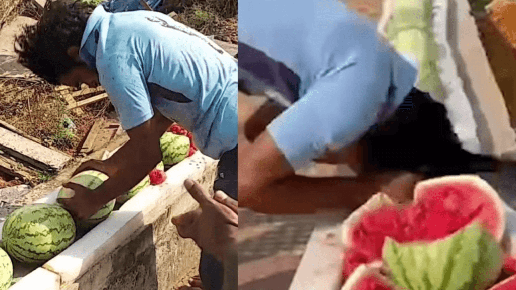 Record guinness rompiendo sandías con la cabeza.